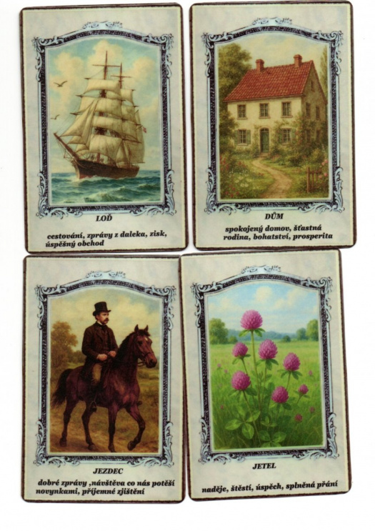 Vykládací karty madam Lenormand s popisem VELKÉ
