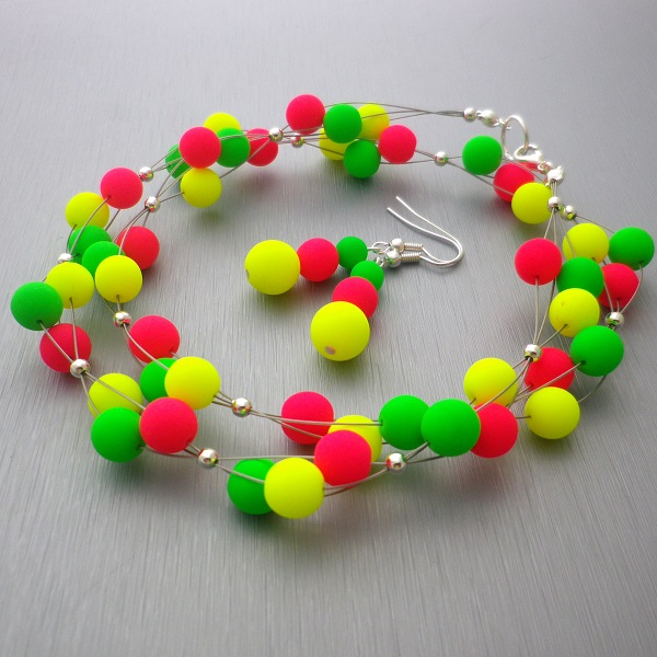 Neonová sada - náhrdelník + náušnice