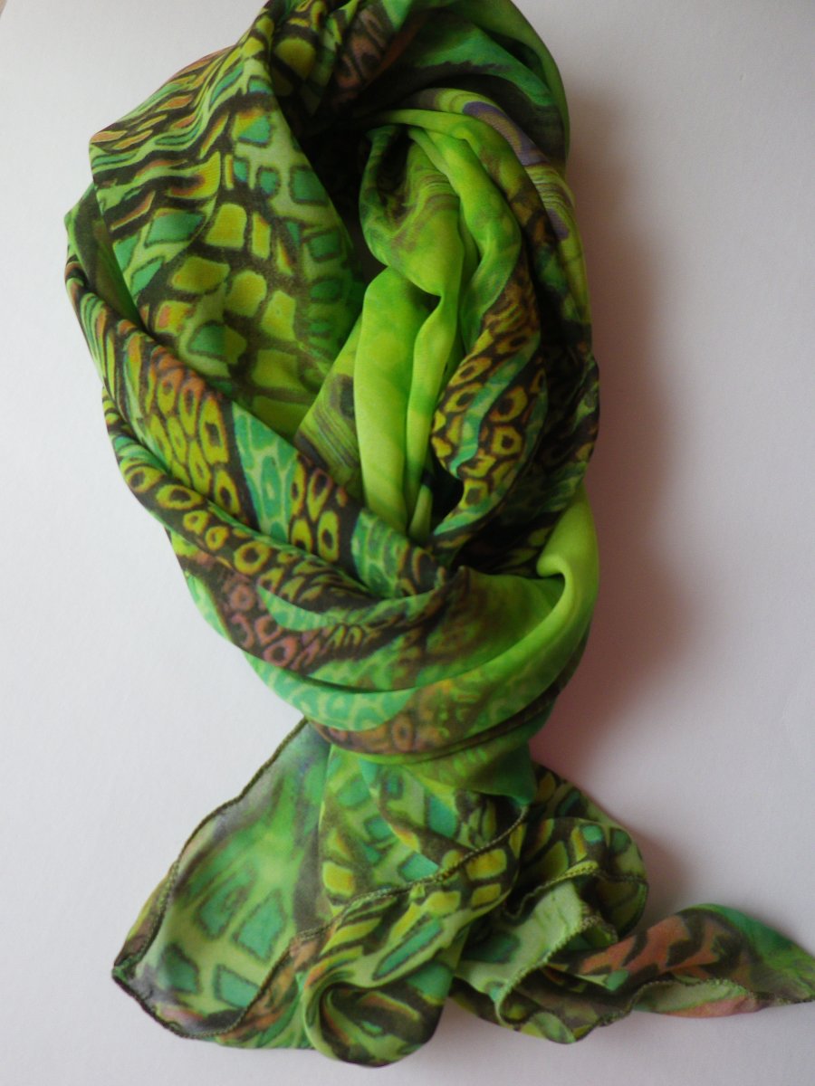 Šála šifonová- leopardí ( zelená )