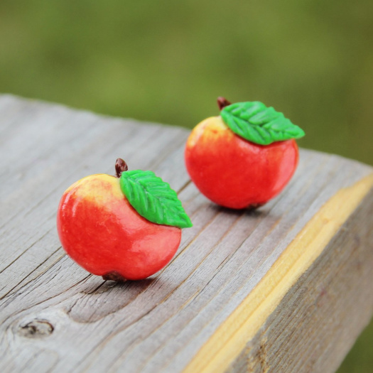 jablíčka (pecky), fimo náušnice