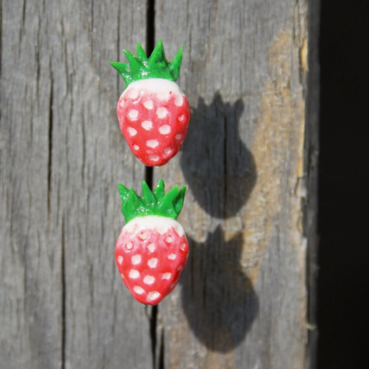 mini jahůdky (pecky), fimo, letní náušnice