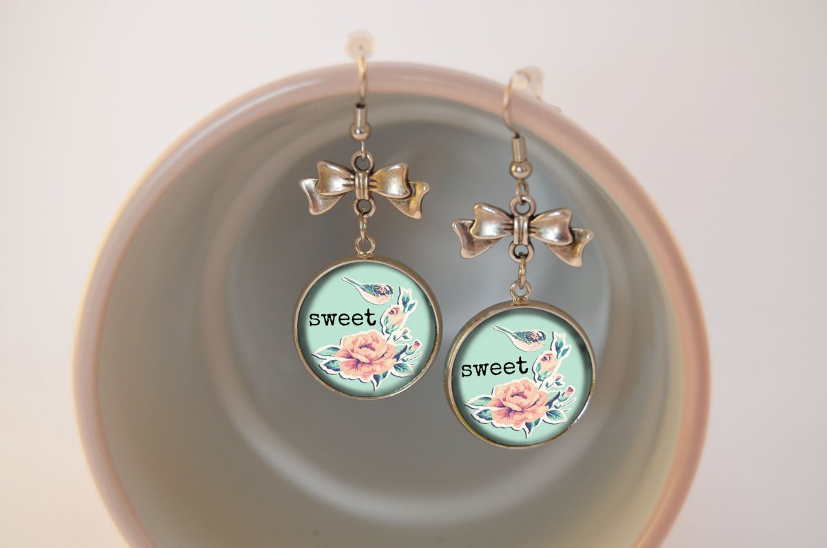 Platinové náušničky Jarní ptáče modré