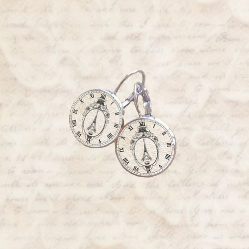 Visací náušnice Pařížské hodiny