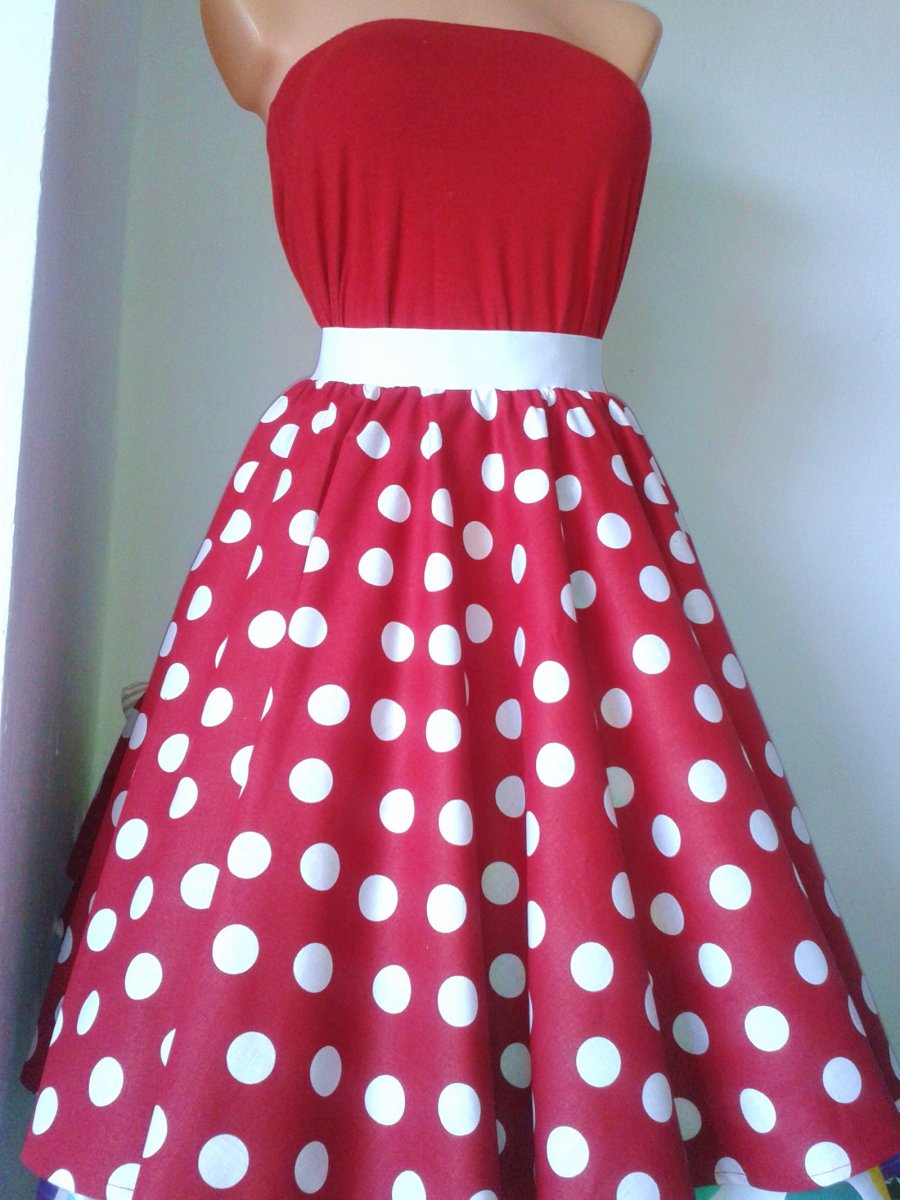 kolová sukně červená velký puntík