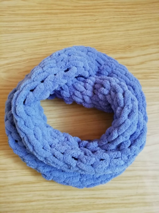 Měkký pletený nákrčník puffy - modrošedá jeans