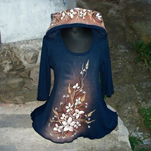 Tunika malovaná  kapucatá