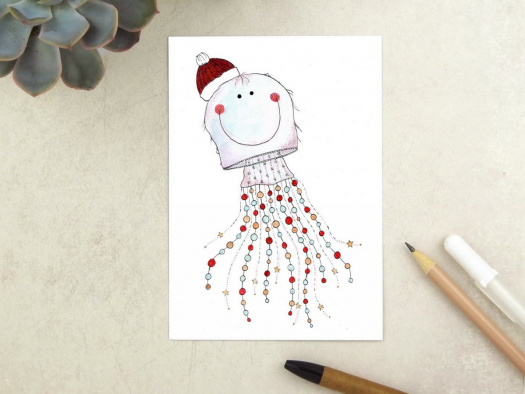Pohlednice vánoční/zimní s medúzou