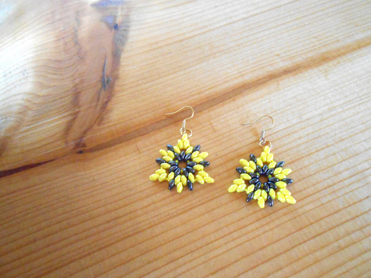 Náušnice šité trojúhelníčky (768/15)