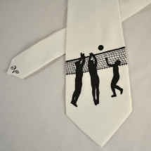 Hedvábná kravata s volejbalisty - černo-bílá 4614310