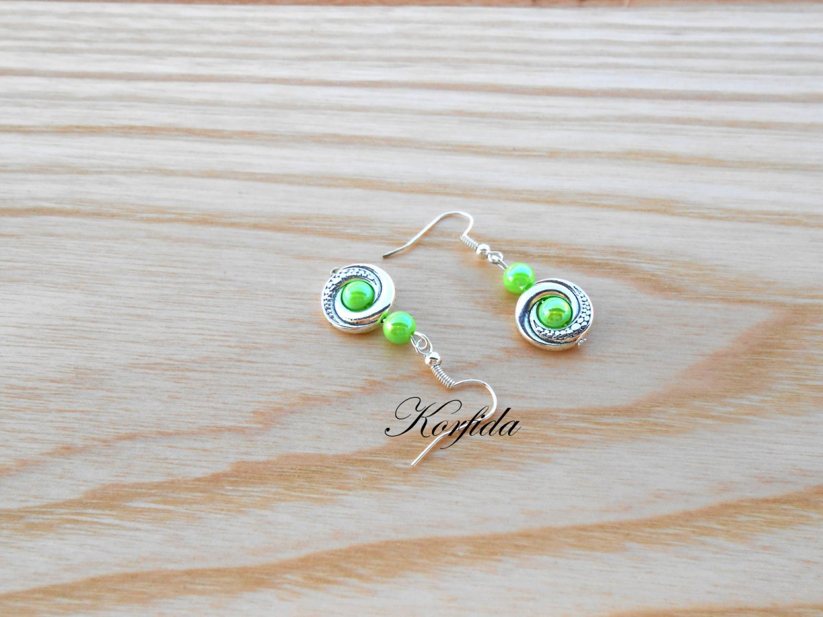 Náušnice kolečka + zelená (555/16)