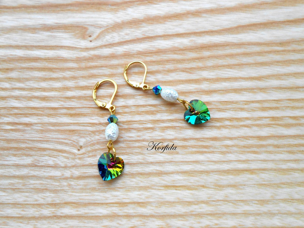 Náušnice - Swarovski srdíčka (781/16)