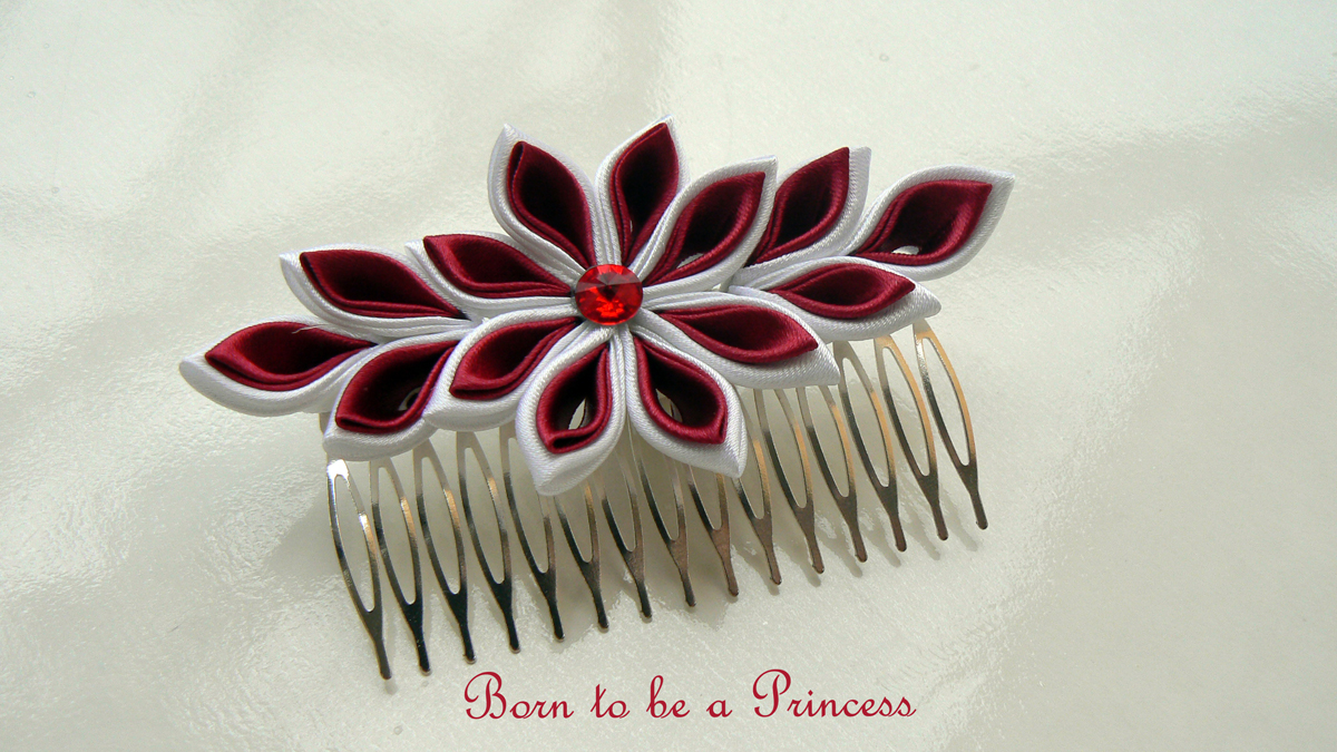 Hřebínek společenský kanzashi V.