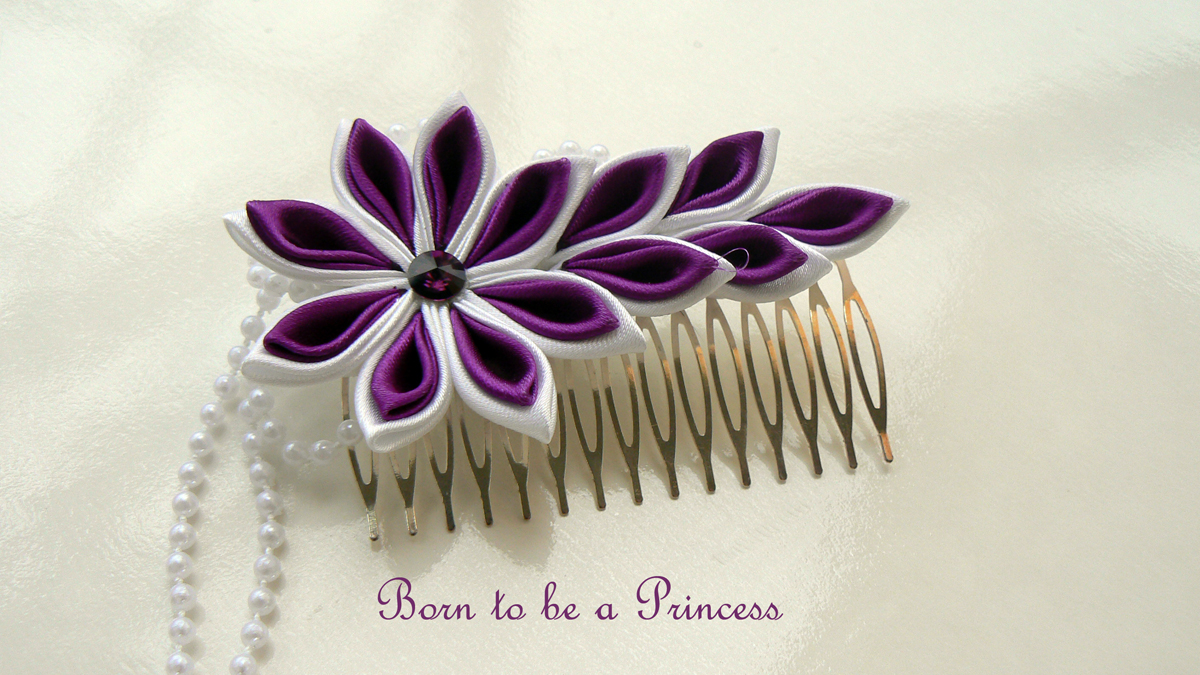 Hřebínek společenský kanzashi III.