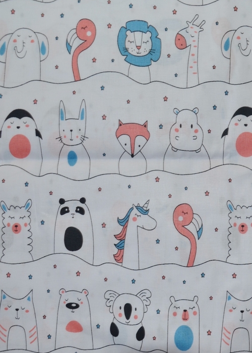 Bavlněná látka - metráž - zvířátka barevná na vlnce - š. 160 cm