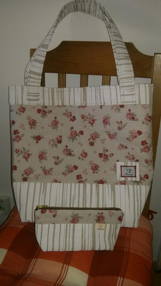 Velká kabelka + taštička RŮŽE