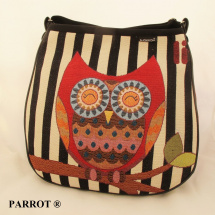 Hand made bag * Kambodža * striped owl * PARROT®