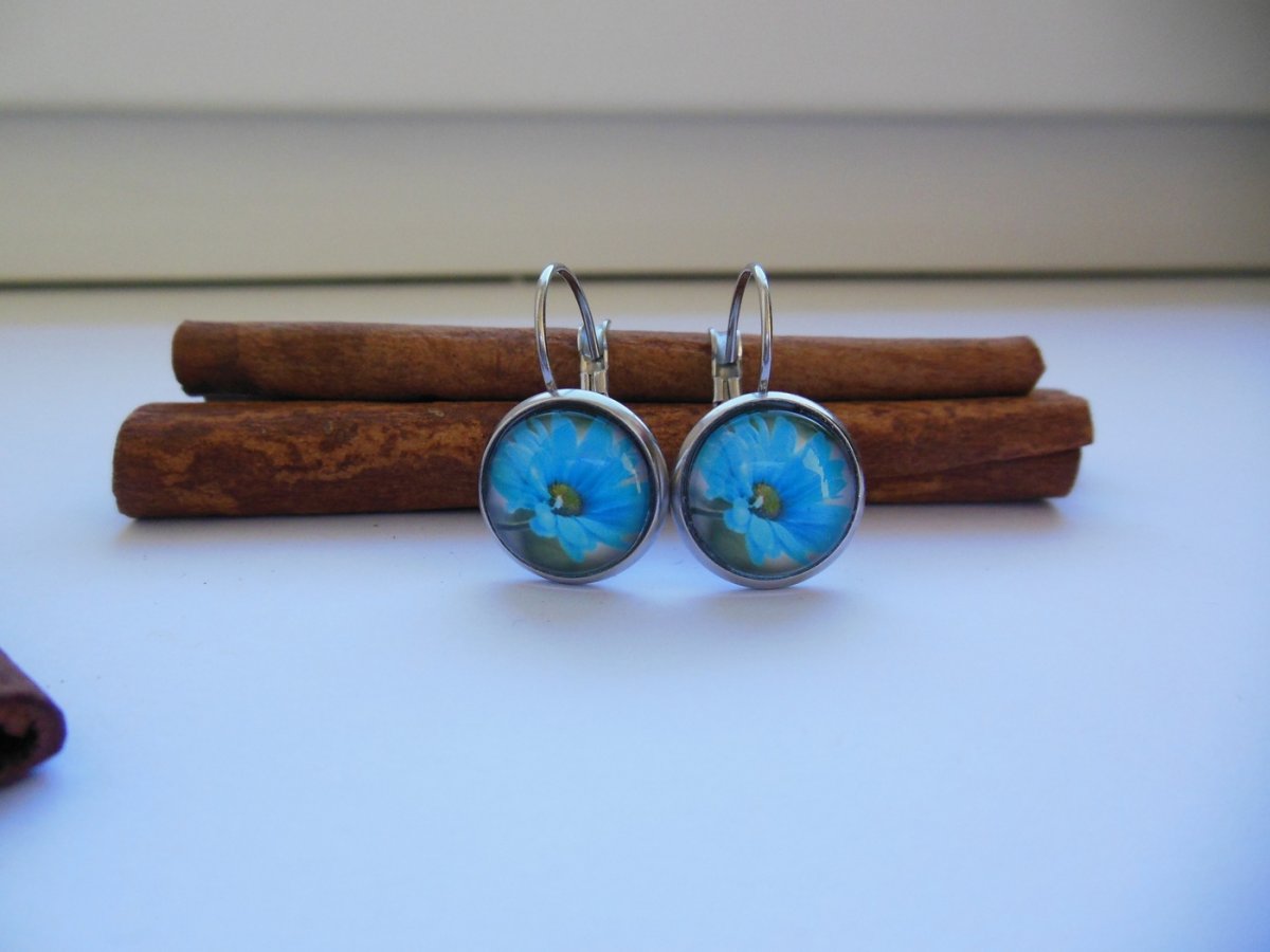 Modré kytičky (zapínání - nerez.ocel)