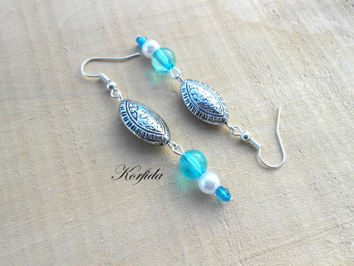 Náušnice tyrkysová + bílá (385/16)