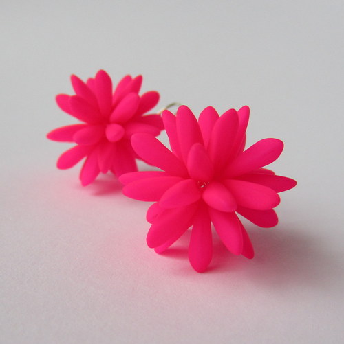 Neonové náušnice-růžové