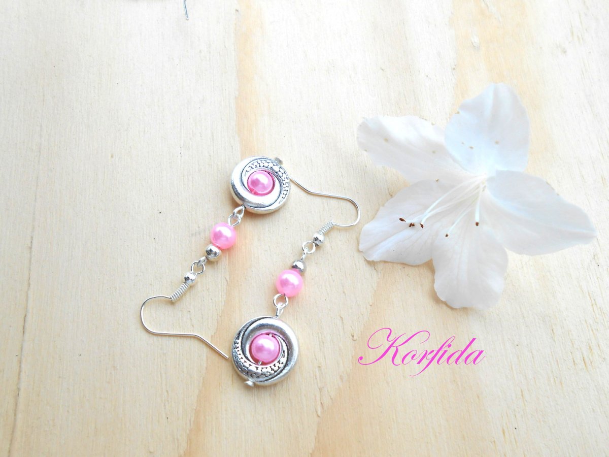 Náušnice růžová s kolečky (307/16)