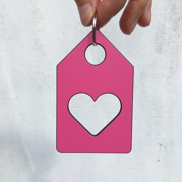 klíčenka srdce domova - růžové
