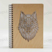 Vlk - sešit s dřevěnými deskami - W028