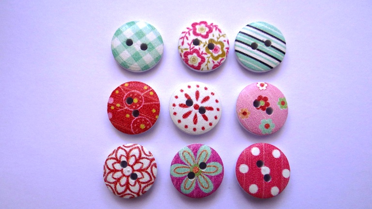 knoflík kulatý kytička mix  4ks  KND0019