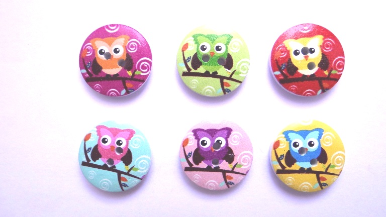 knoflík kulatý sovička 3ks  KND0013