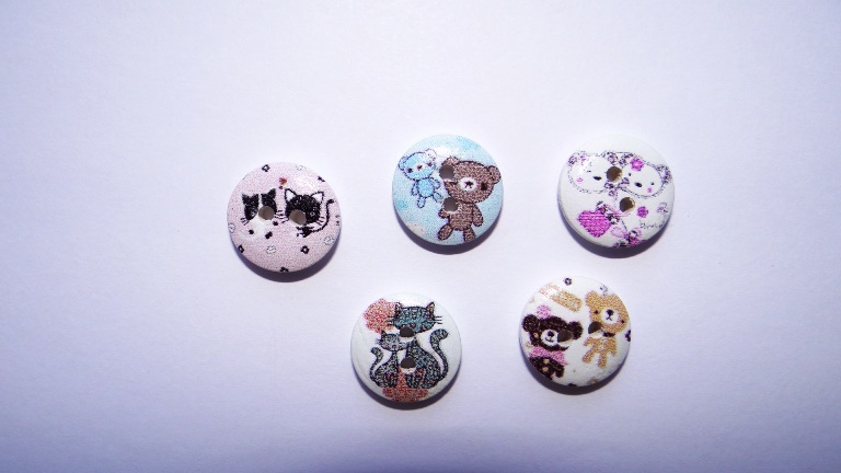 knoflík kulatý animal 5ks  KND0009