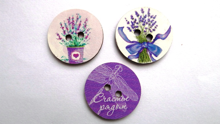 knoflík dřevěný levandule 3ks KND0031