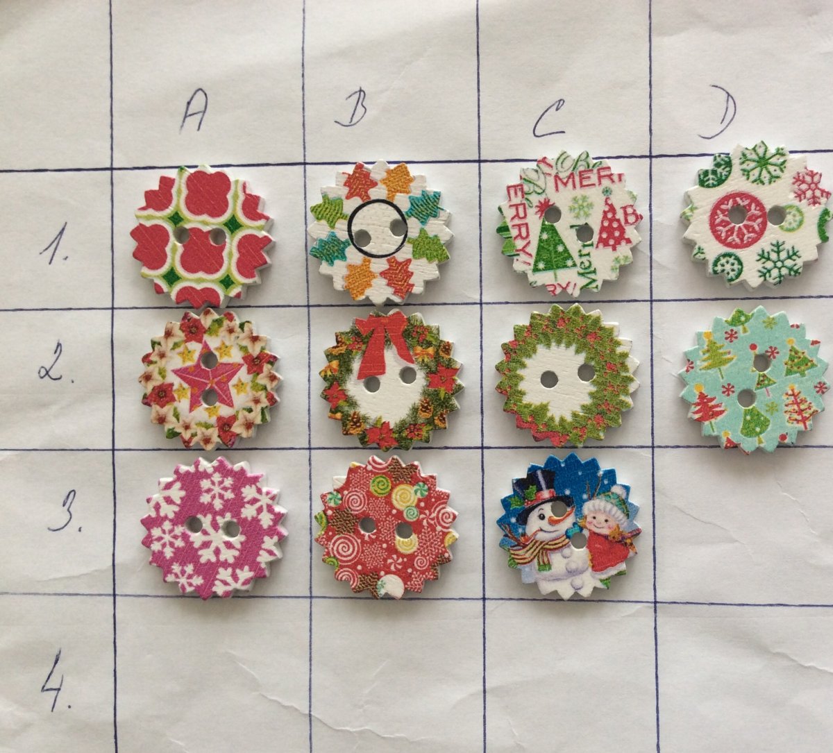 Vánoční knoflíky - 2 kusy.