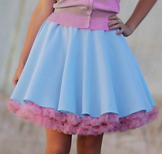 FuFu sukně světle modrá s růžovou spodničkou