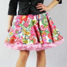 FuFu sukně květovaná1 s růžovou spodničkou