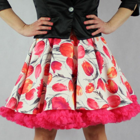 FuFu sukně tulipány s pink spodničkou