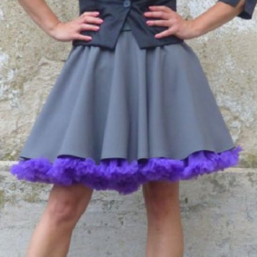 FuFu sukně šedá s fialovou spodničkou