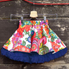Mini verze FuFu sukně květovaná1 s modrou spodničkou