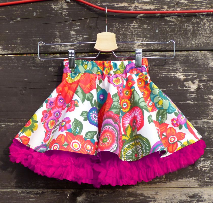 Mini verze FuFu sukně květovaná1 s pink spodničkou