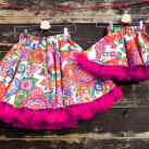 FuFu sukně pro maminku a dceru - květy s pink spodničkou