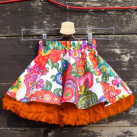 Mini verze FuFu sukně květovaná1 s oranžovou spodničkou