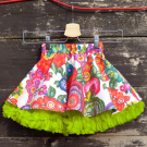 Mini verze FuFu sukně květovaná1 se zelenou spodničkou