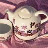 Varná konvice porcelánová malovaná – fialové květy