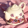 Varná konvice porcelánová malovaná – fialové květy