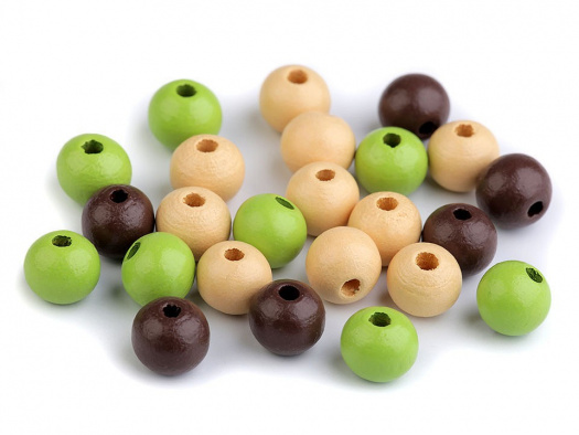 Dřevěné korálky 10 mm (35ks) - mix