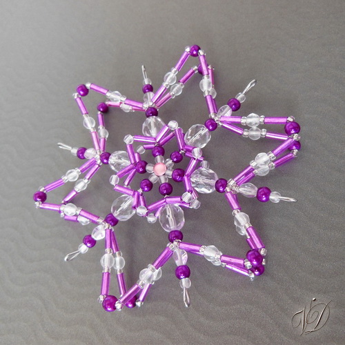 Korálková hvězda DUO fialová s čirou (KO017)