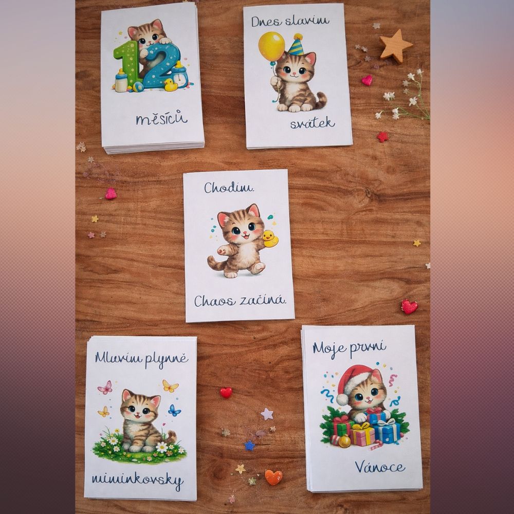 Milníkové kartičky s koťátky 52ks