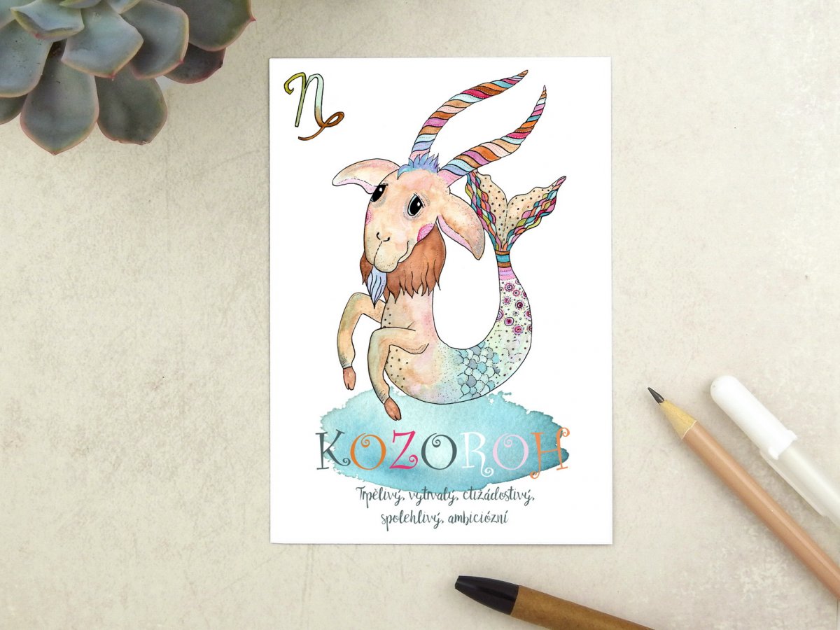Znamení zvěrokruhu Kozoroh - pohlednice