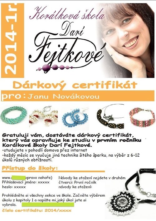 Korálková škola roční internetový kurz korálkování