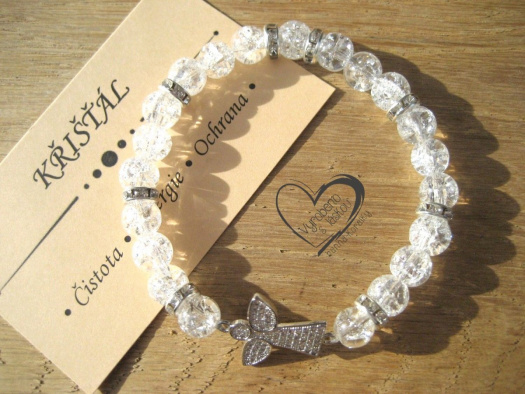 Náramek Křišťál stříbrný anděl