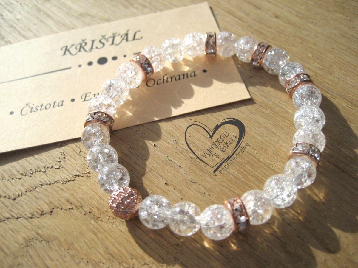 Náramek Křišťál kulička rose gold