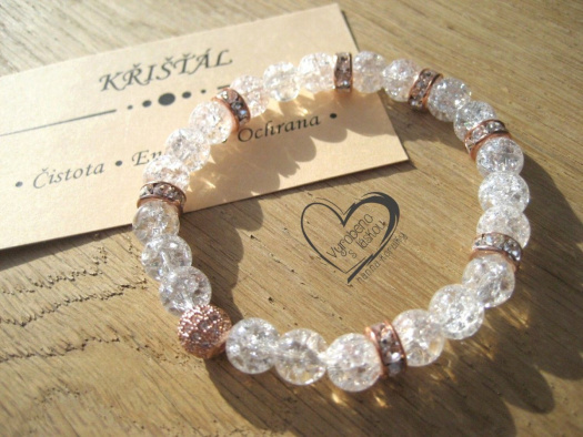 Náramek Křišťál kulička rose gold